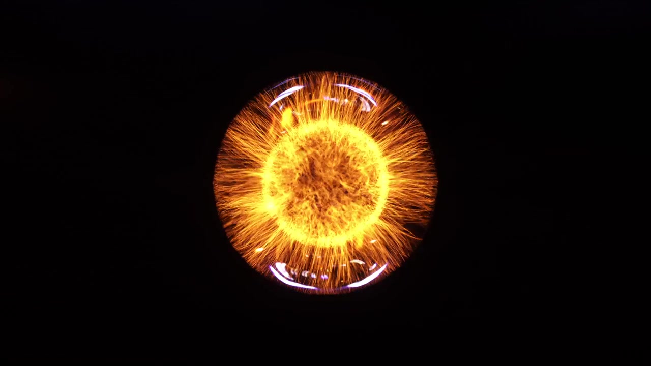 抽象炽热火球能量吸收星球燃烧科幻动态素材视频下载