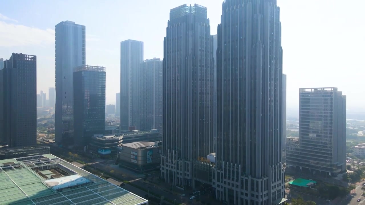 中国佛山新城建筑群城市天际线航拍视频下载