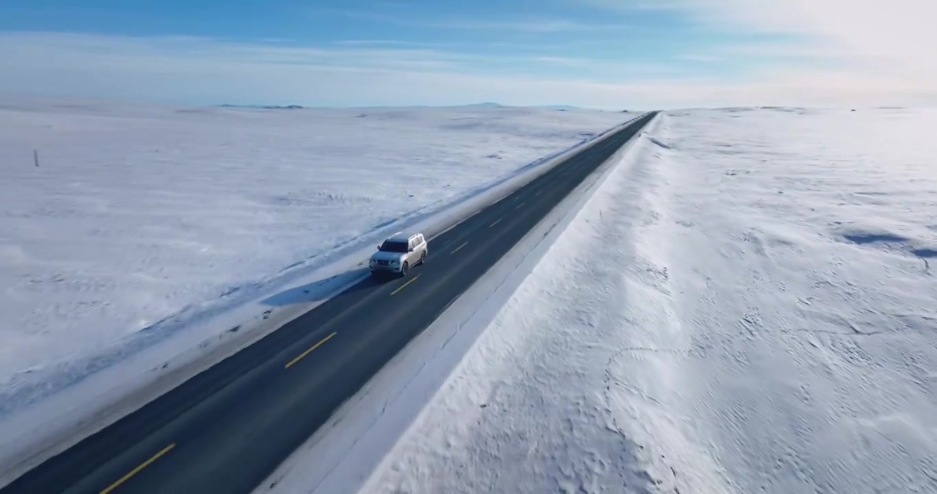【正版素材】新疆雪地公路自驾视频下载