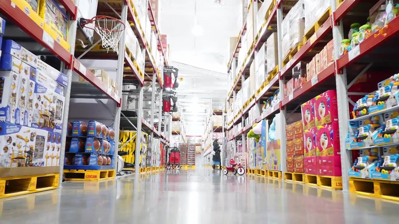 量贩超市货架上的商品视频下载