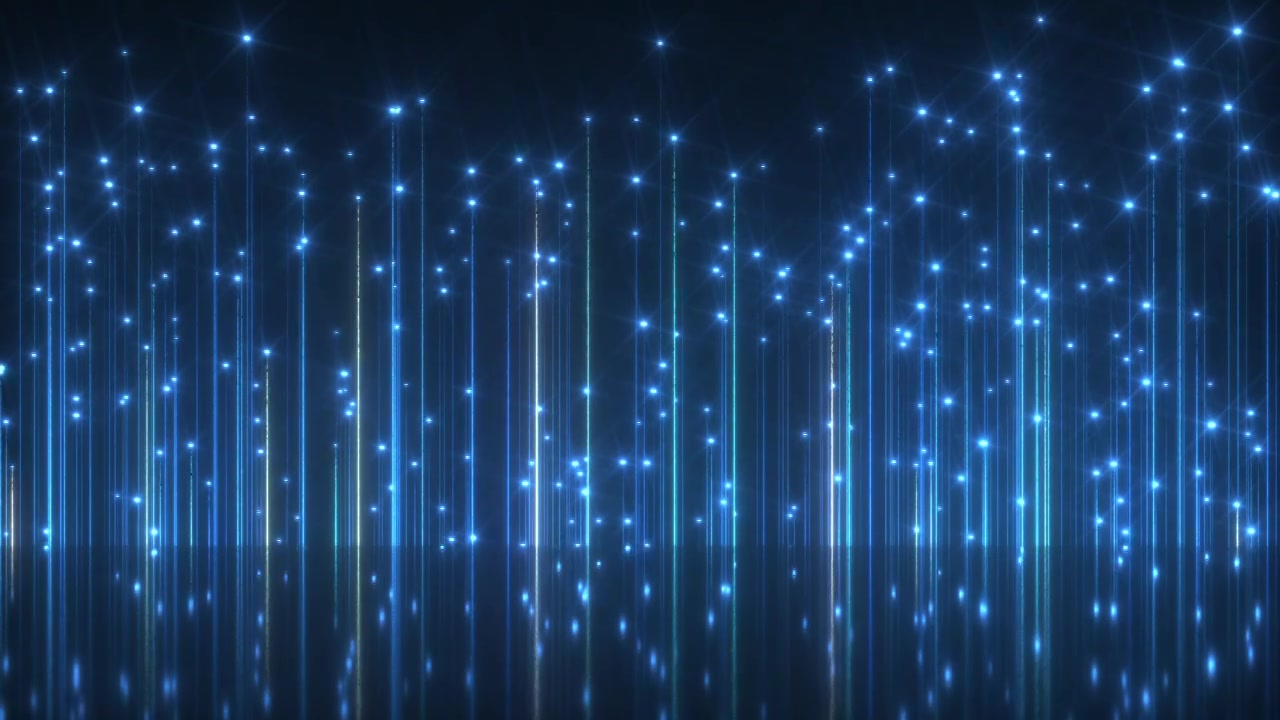 发光粒子线从黑夜水面升起创意片头3D素材视频下载