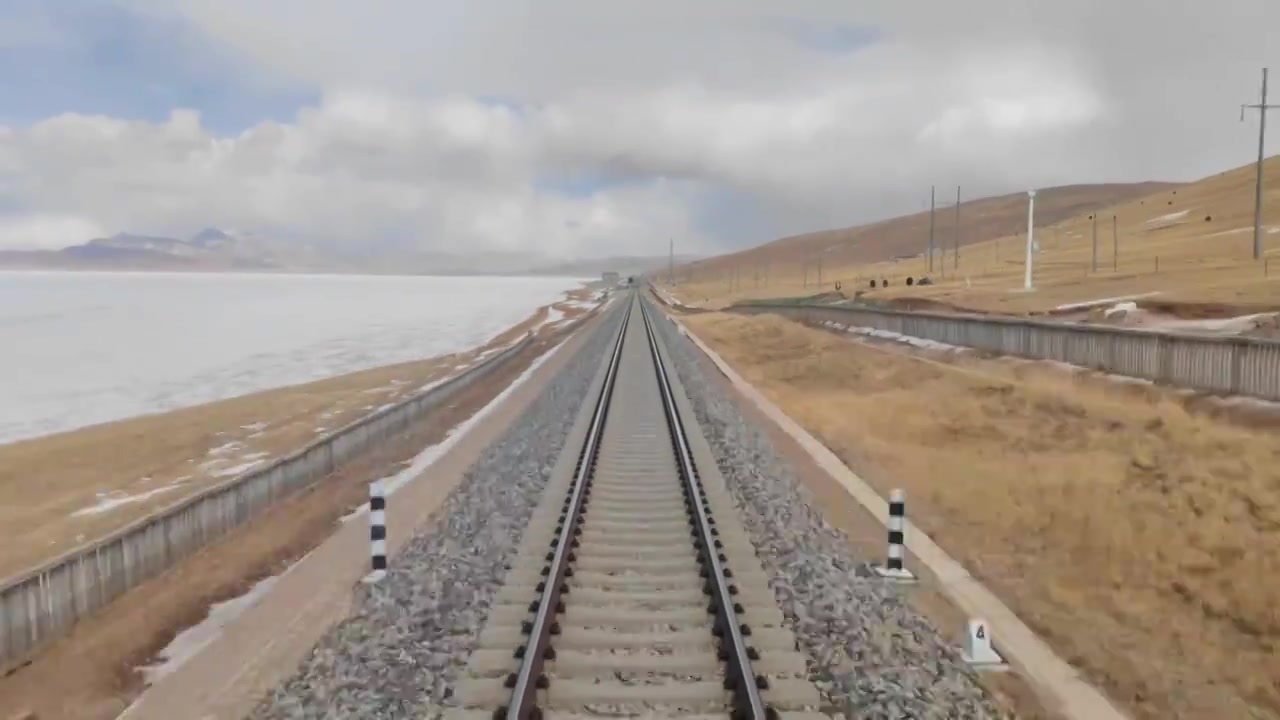 青藏铁路安多路段铁轨轨道视频下载