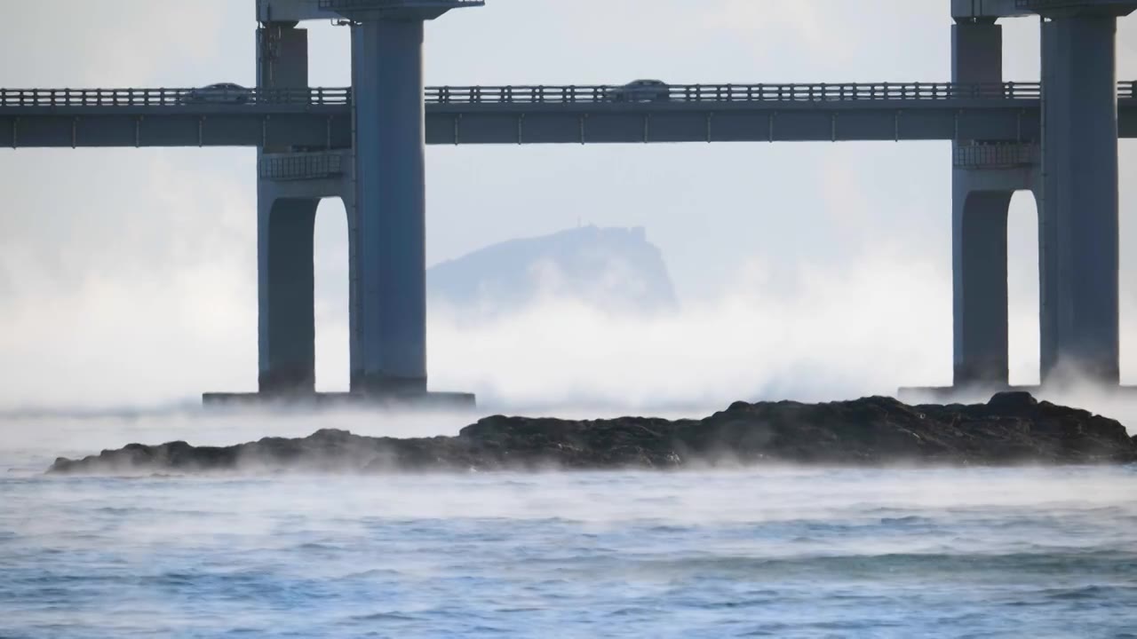 大连海浩星海湾大桥海蒸汽视频下载