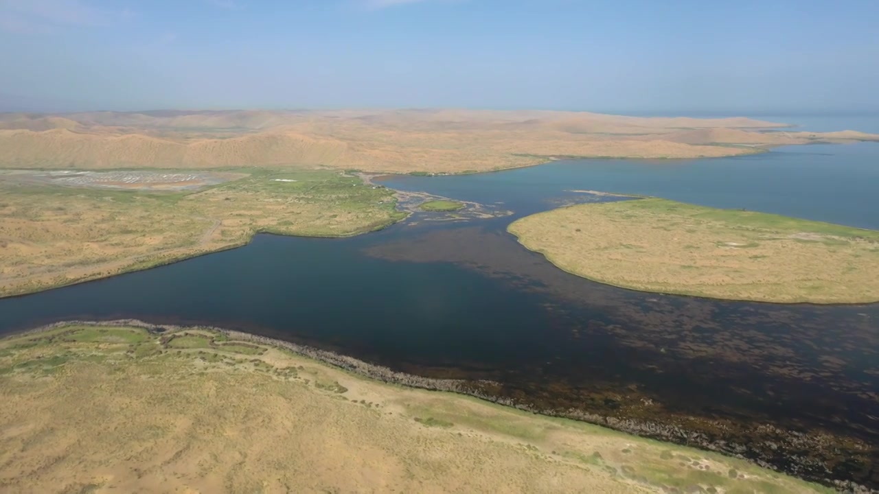 原创 新疆库尔勒沙漠博斯腾湖自然风光航拍视频下载