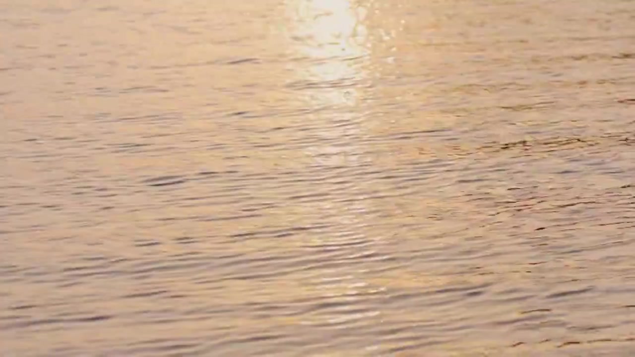 4K夕阳下波光粼粼的湖面自然风光视频素材