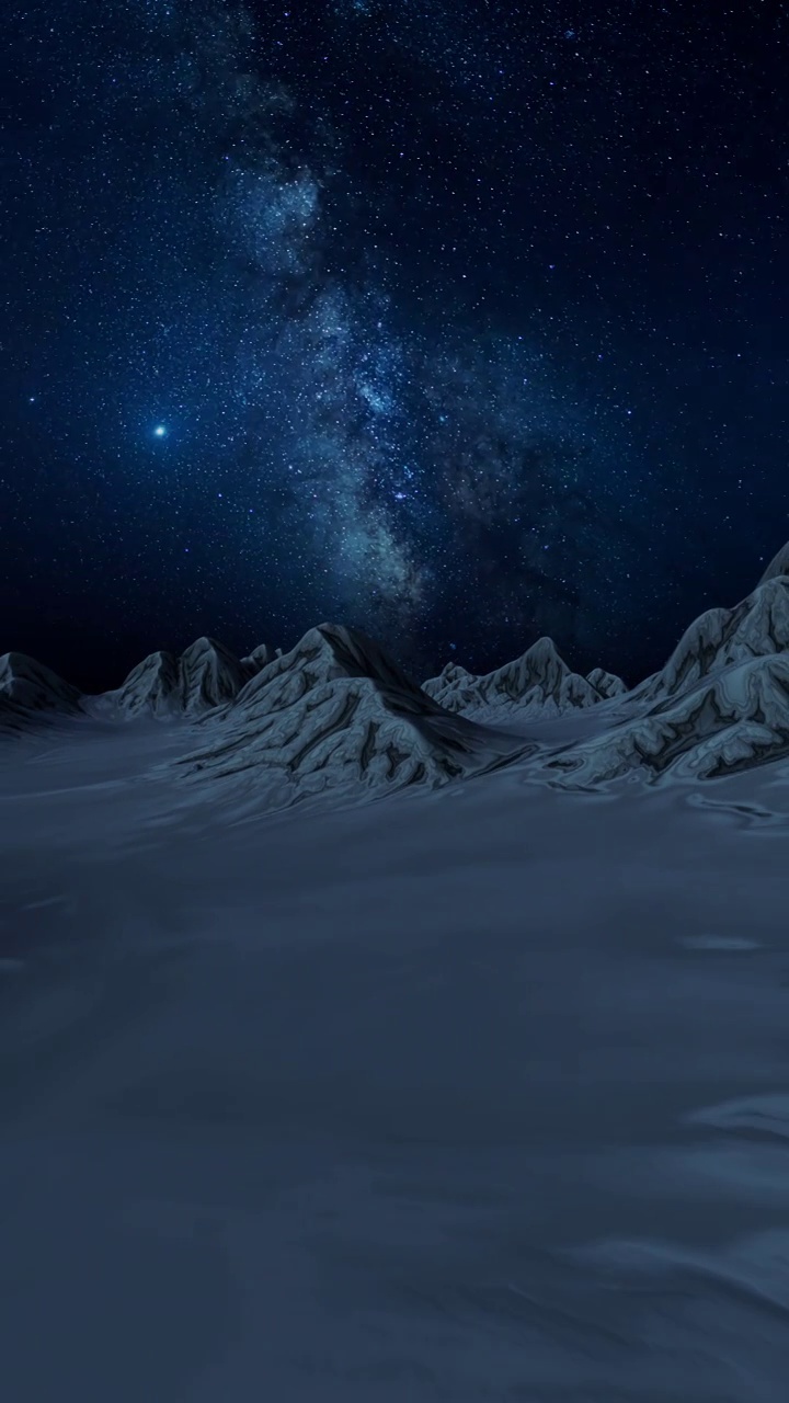 夜晚的山脉地形与夜空户外地形场景3D渲染视频下载
