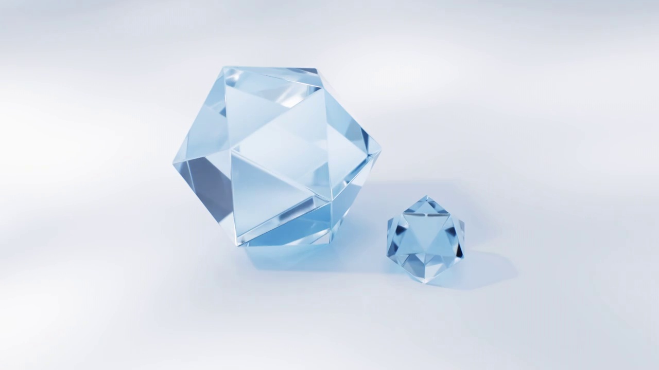 透明玻璃宝石与光影3D渲染视频下载