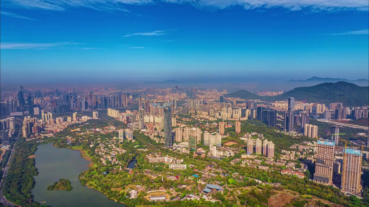 深圳湾华侨城国家湿地公园航拍城市风景视频下载