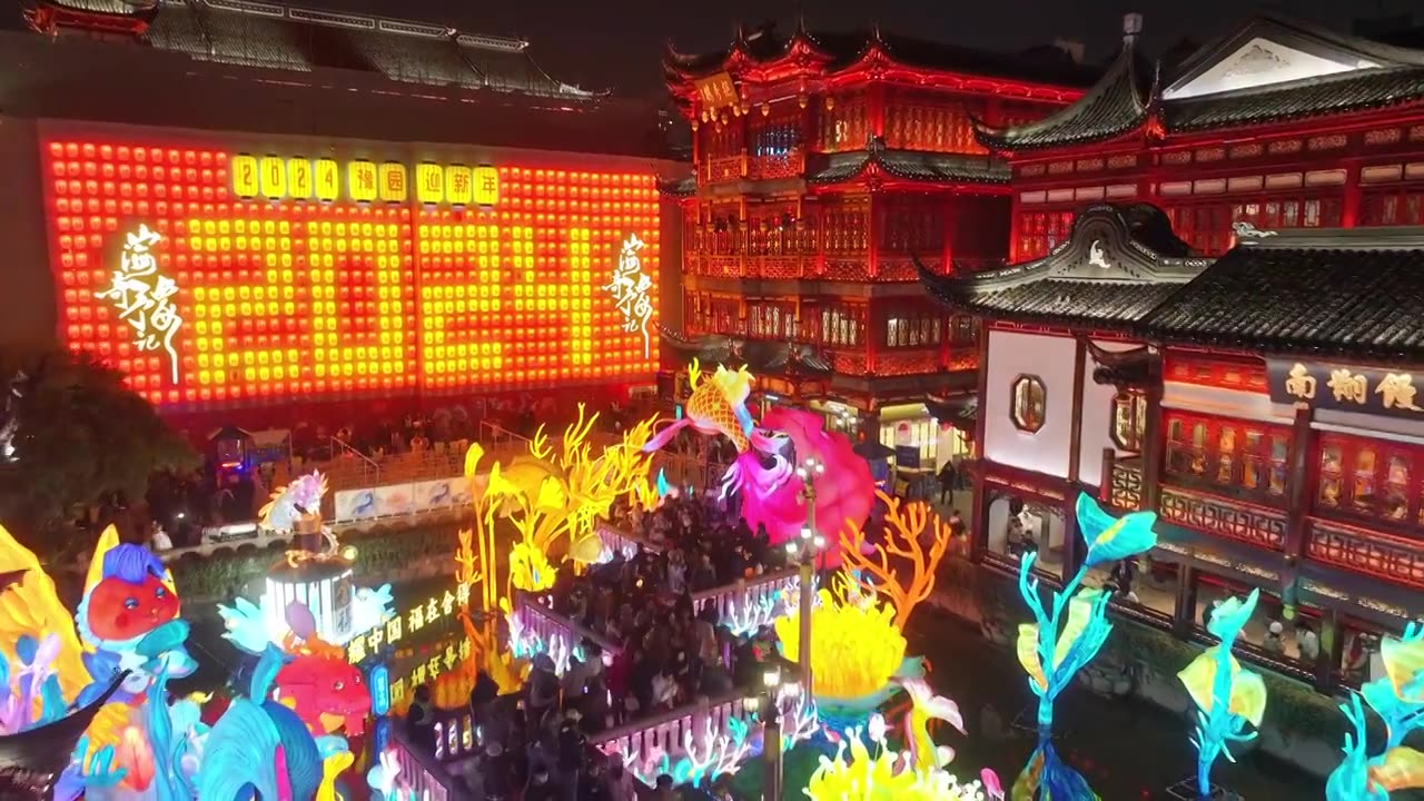 上海灯会 龙年 豫园灯会 春节 张灯结彩视频下载