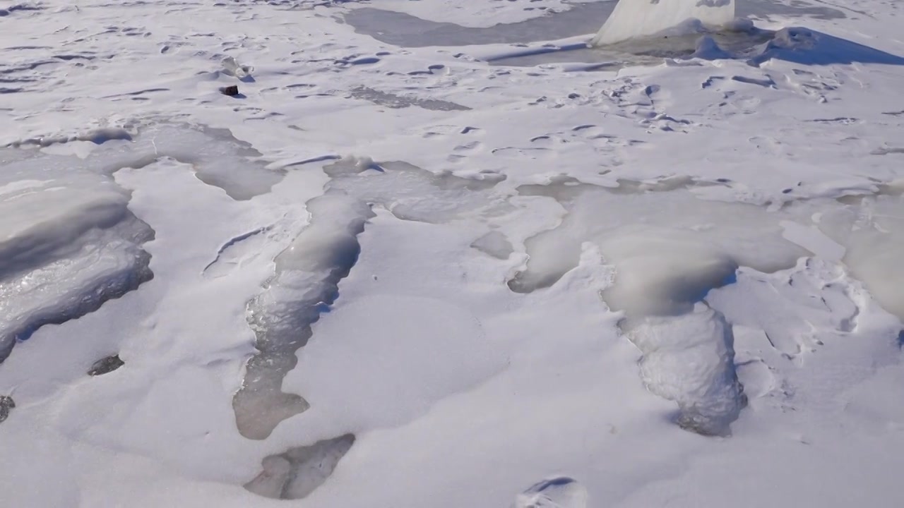 冬天冻结的河面纹理视频素材