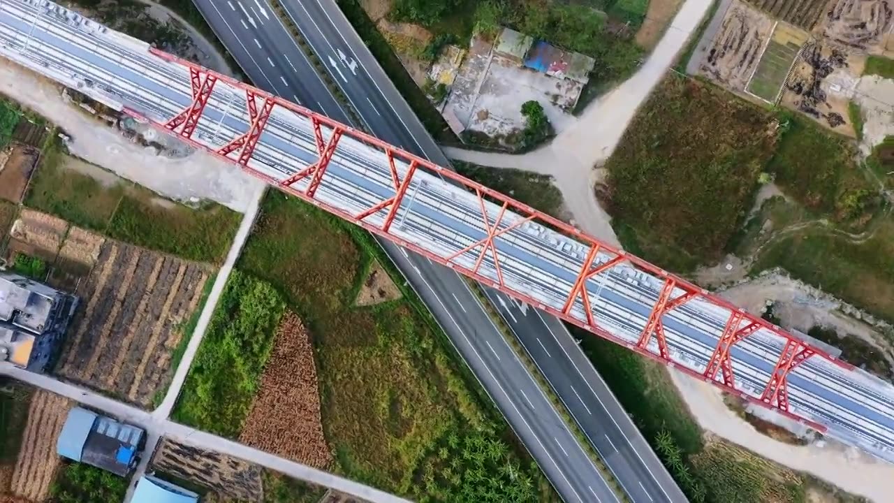 航拍贵南高铁高架桥高铁桥视频素材