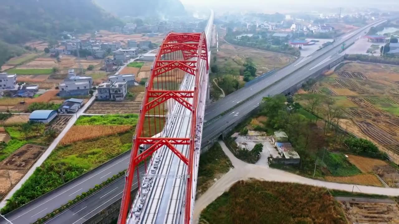 建设中的贵南高铁 4K航拍 兰海高速公路视频素材