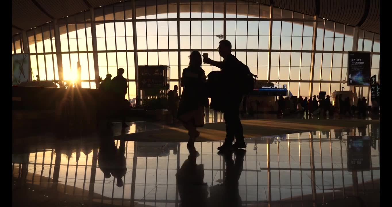 北京大兴机场候机室春运场景视频下载