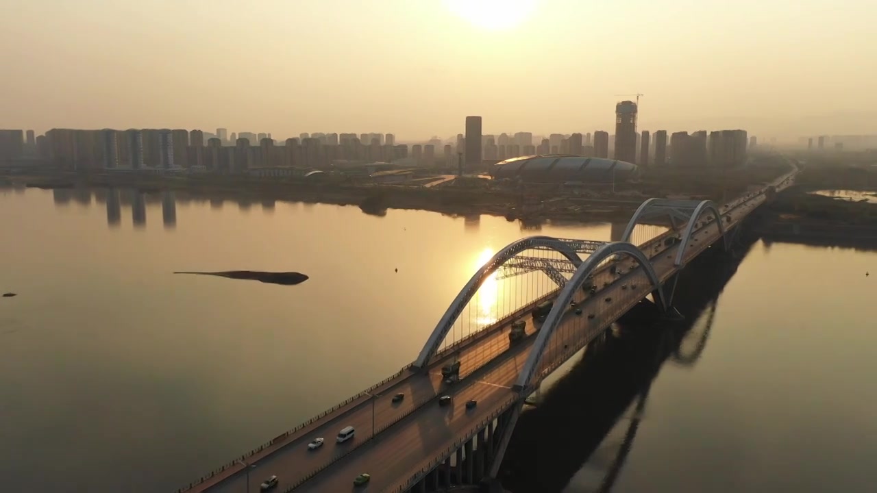 航拍南昌市生米大桥视频下载