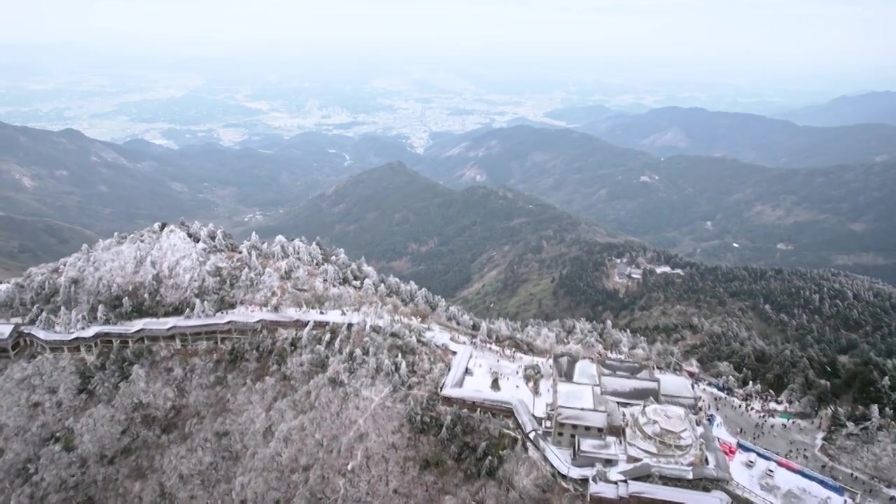 南岳衡山雾凇下雪雪景冰挂云海航拍 4K视频下载
