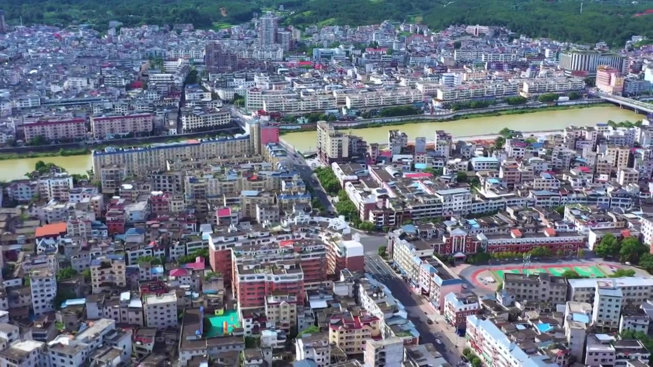 航拍江西遂川老城区街景风光视频下载