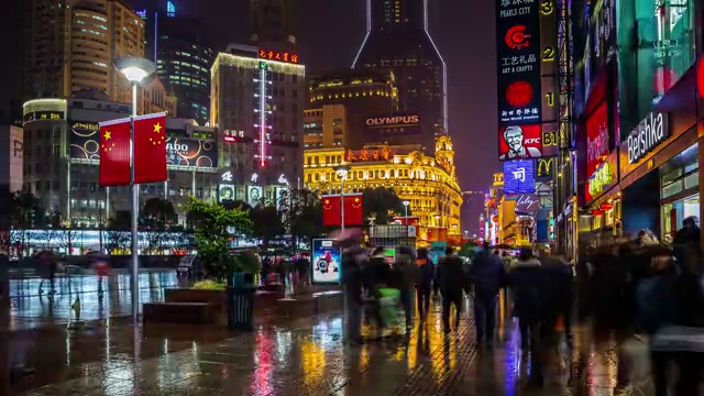 上海南京路夜景延时摄影视频素材