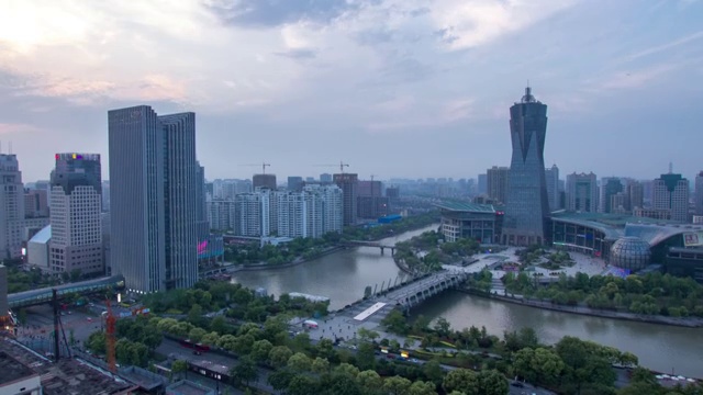 杭州西湖文化广场的日落视频素材