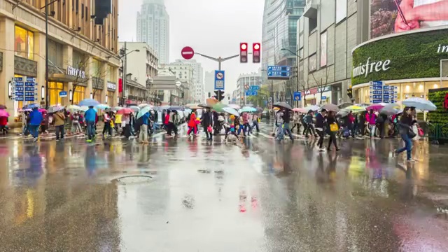 上海南京路步行街延时摄影视频素材