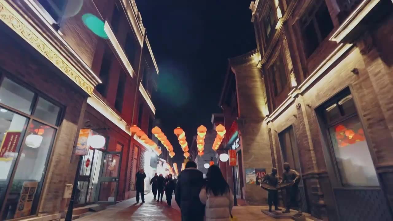 新年时分夜景前门大街鲜鱼口视频下载