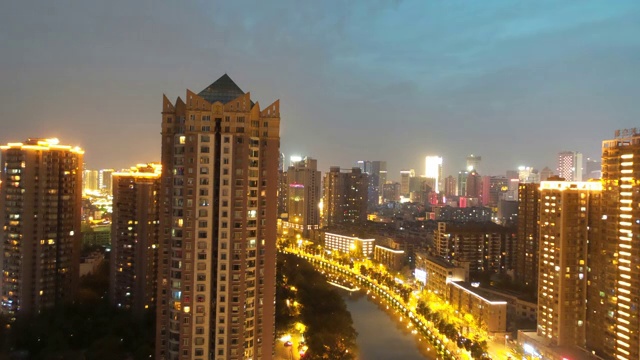 成都府南河城市夜景延时摄影视频下载