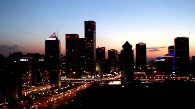 国贸地区多角度拍摄夜景视频素材