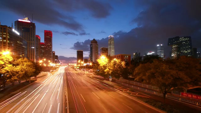 北京CBD夜景 东三环视频素材