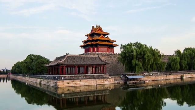 北京故宫角楼的黄昏视频素材