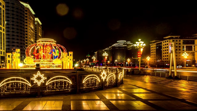 节日的东方广场夜景视频素材