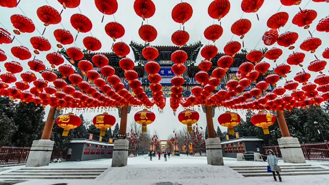 北京冬季地坛的牌楼视频素材