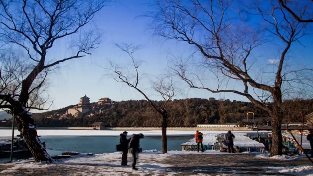 北京颐和园冬景视频素材