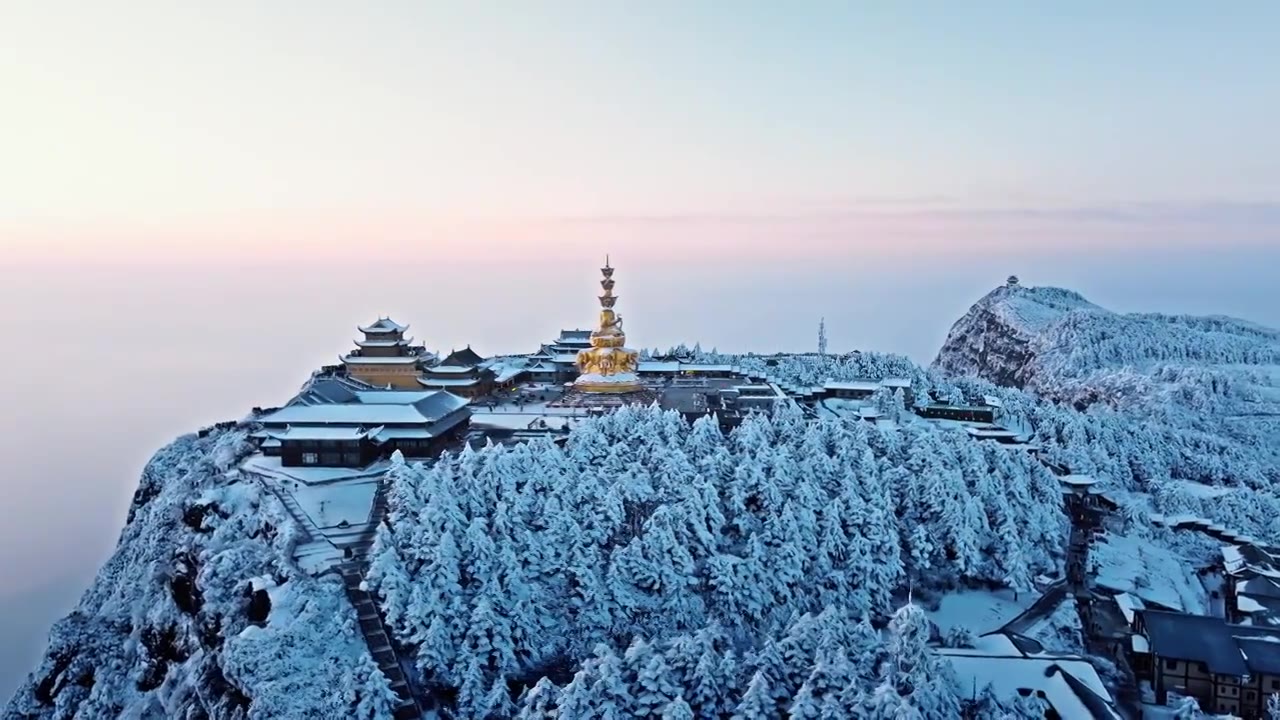 四川冬天冬季峨眉山旅游冰雪世界视频素材