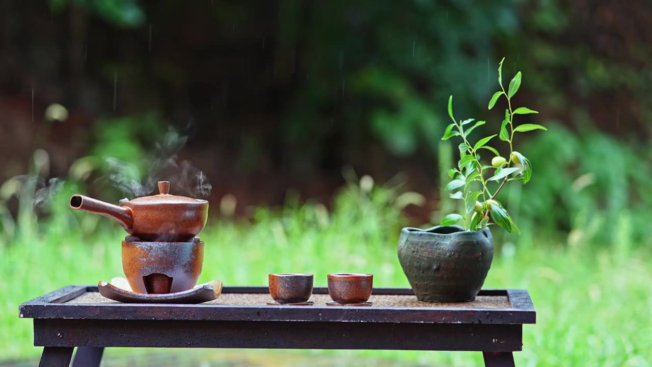 雨天煮茶中国风意境视频下载