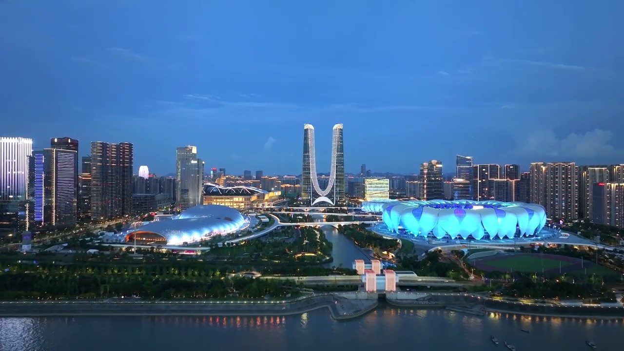 杭州奥体中心体育馆航拍视频素材