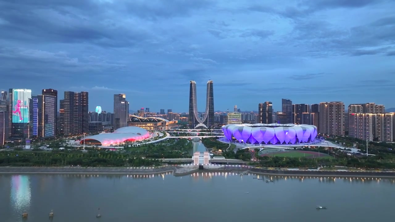 杭州奥体  钱江世纪城 建筑夜景视频素材