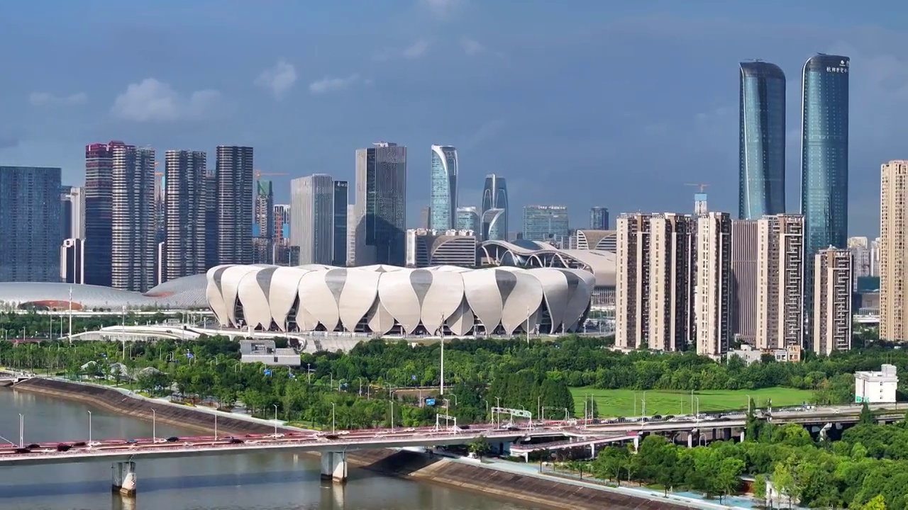 杭州奥体中心 CBD建筑群视频素材