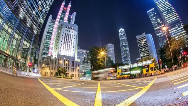 中国香港中环街头夜景视频素材