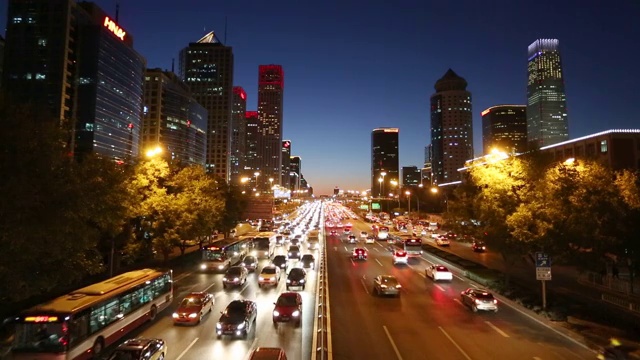 国贸CBD夜景车流视频素材