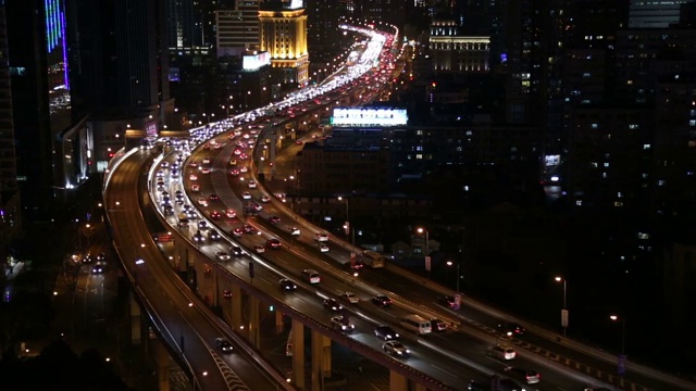 上海高架夜景视频素材