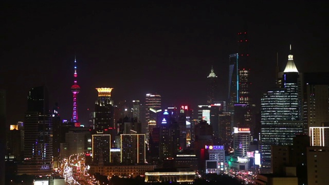 上海城市高架道路夜景视频素材