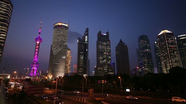 上海陆家嘴金融区夜景视频下载