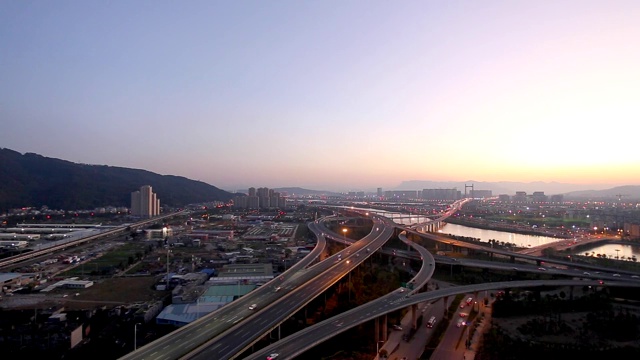 福州国货互通高架桥黄昏车流视频下载