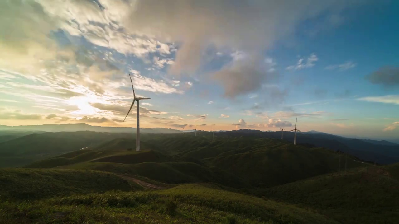 风车风力发电绿色能源美景视频下载