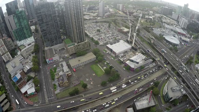 早晨在摩天大楼俯视城市全景风光视频素材