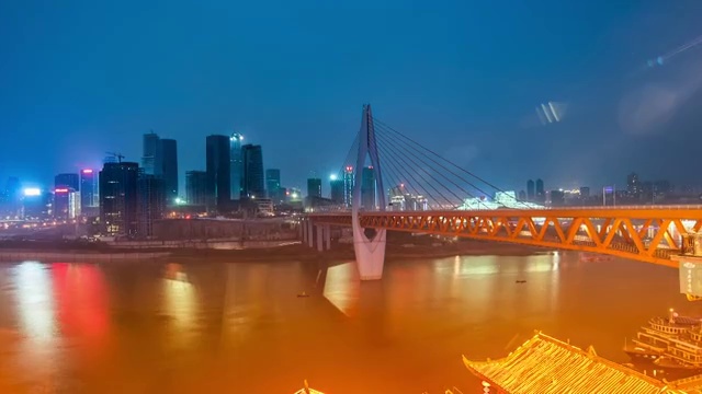 重庆市水门长江大桥夜景延时视频下载