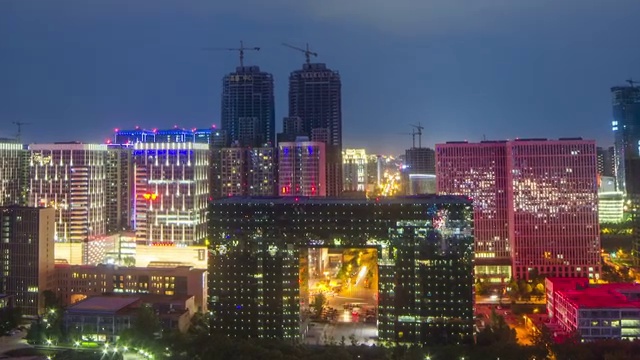 中国成都市高新科技孵化园夜景视频下载