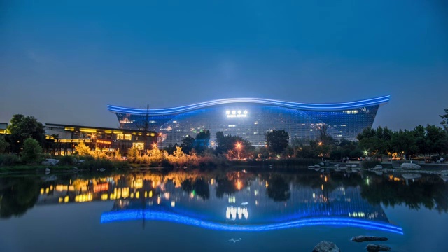 成都市锦城湖环球中心延时视频素材