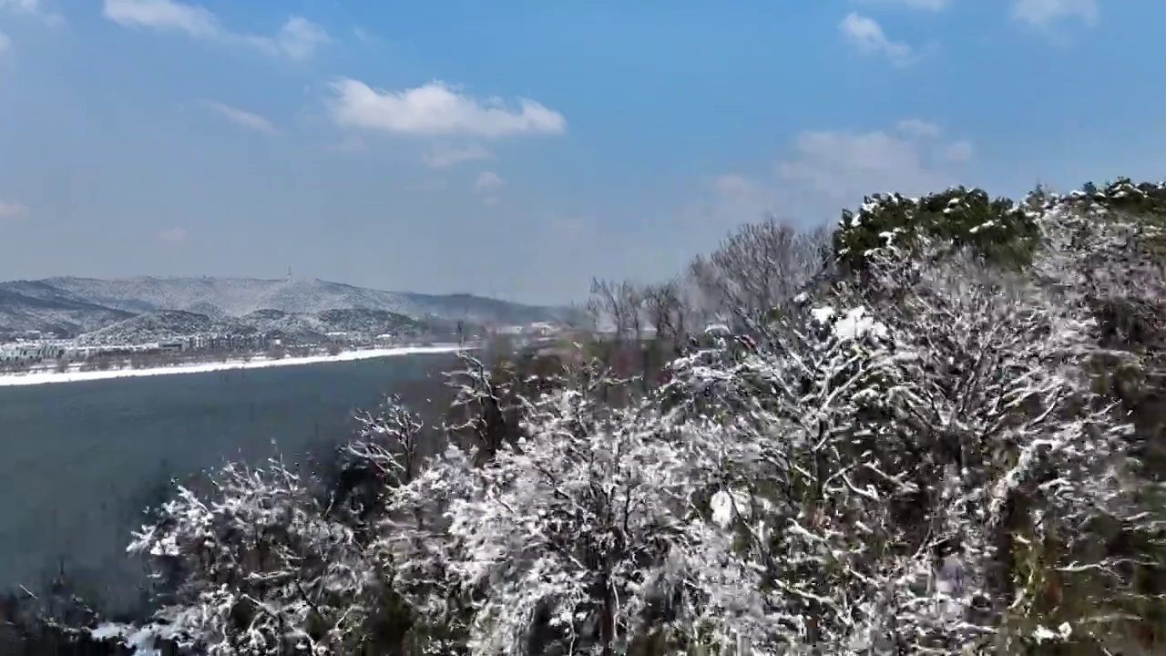 长沙城市雪景橘子洲洲头雪景视频下载