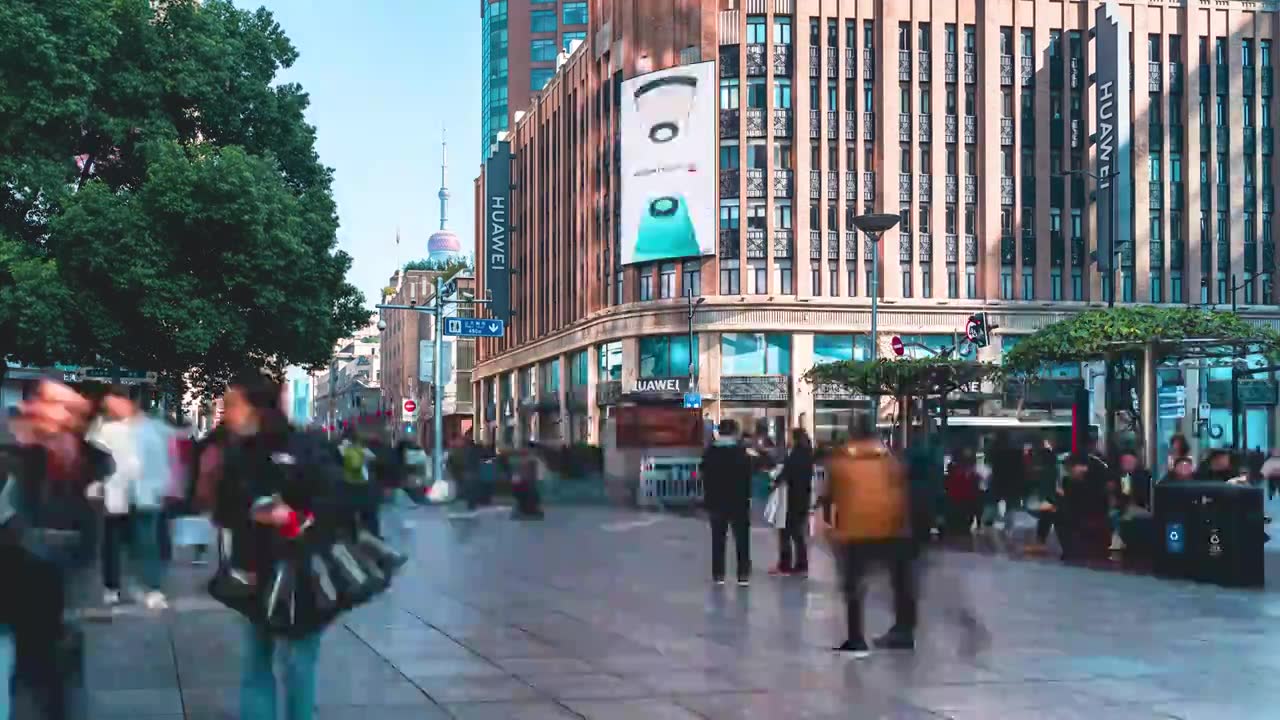 上海南京路街道人流延时视频下载