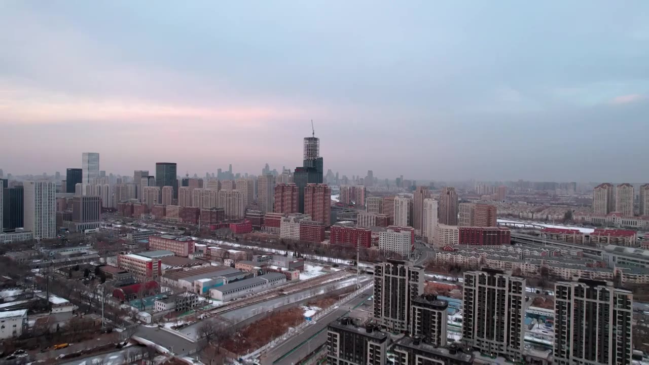 天津新八大里CBD城市商务中心建筑视频素材